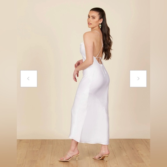 Park & Fifth White Satin Midi Dress - Picture 4 of 5